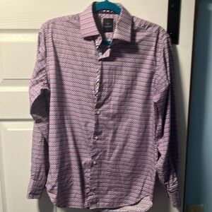 Tailorbyrd Red and Blue Patterned Casual Button Down Shirt